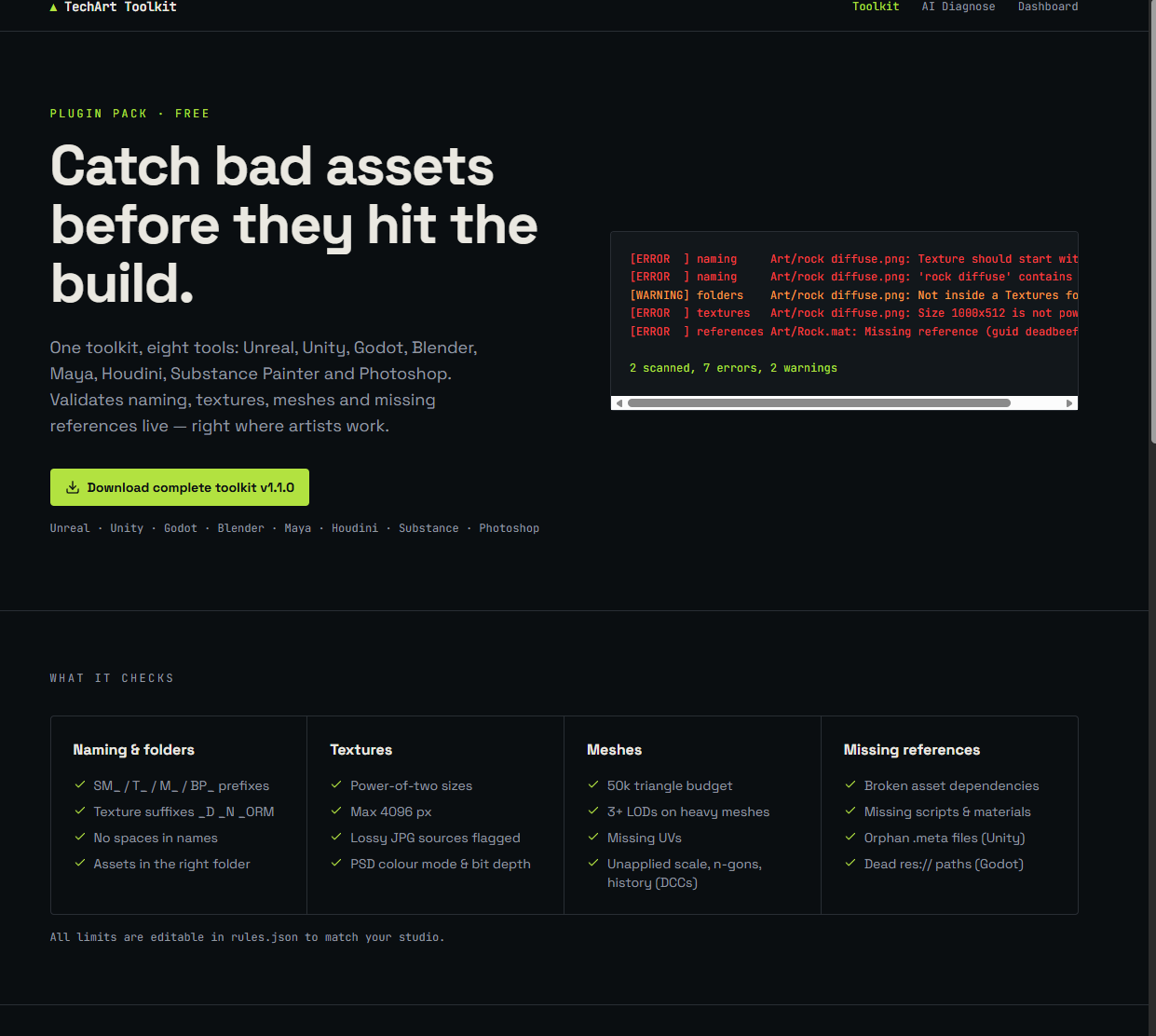 TechArt Toolkit — Catch bad assets before they reach the build